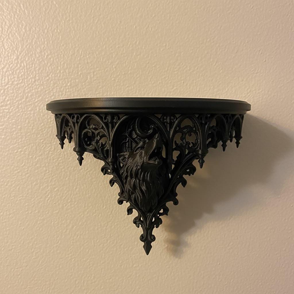 Raft gotic de perete cu lup – decor fantasy întunecat