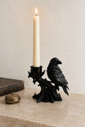 Suport de lumânare cu corb – decor gotic Dark Academia