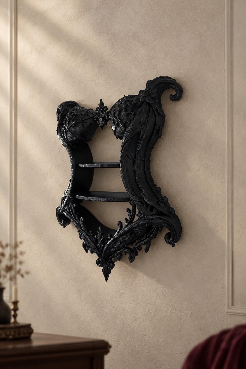 Raft de perete în formă de corset victorian – decor gotic