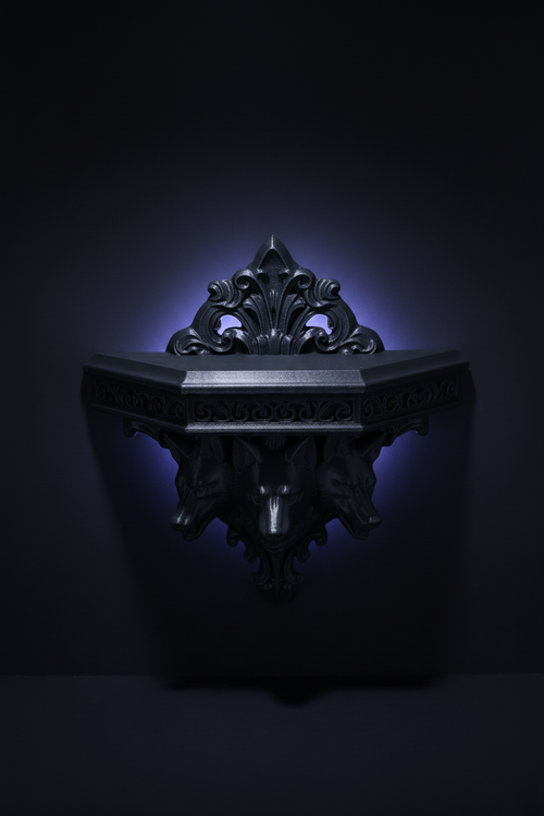 Etajeră gotică lupi imprimată 3D albastru