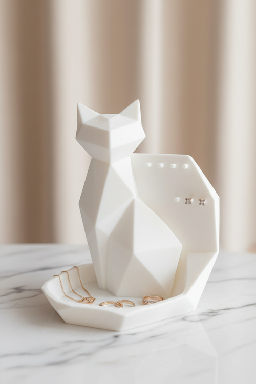Organizator bijuterii pisică geometric imprimat 3D