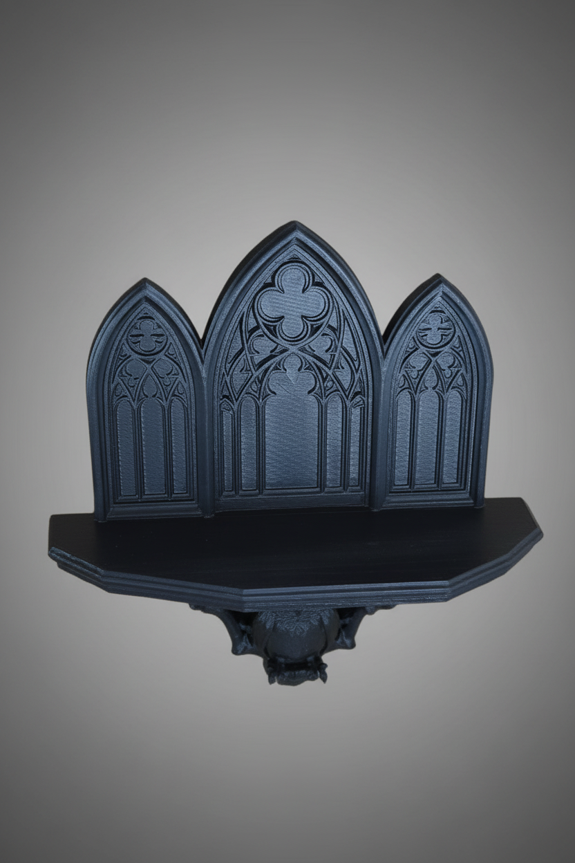 Etajeră gotică bufniță imprimată 3D vedere 4
