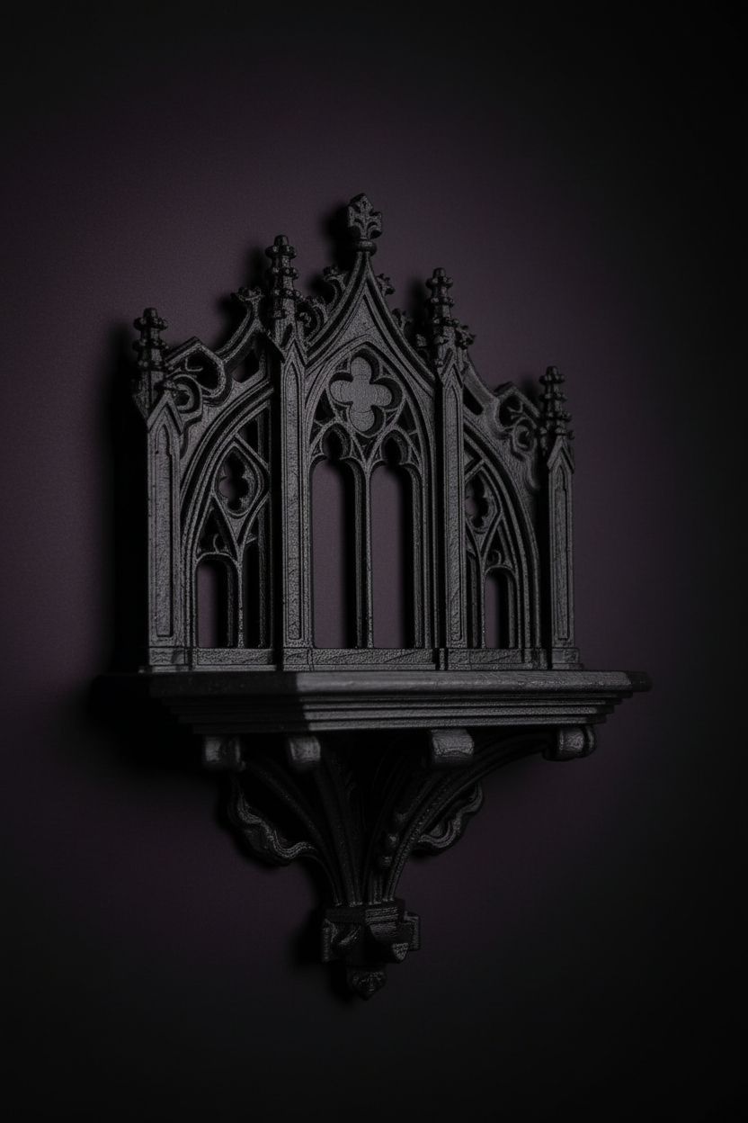 Raft de Perete Gotic Negru Design Victorian